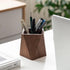 Black Walnut Wooden Pencil Box, Multiple-Use Desk Writing Stationary Organizer Wood Pen Holder Cups Office School Supplies Storage (Prismatic Shap...