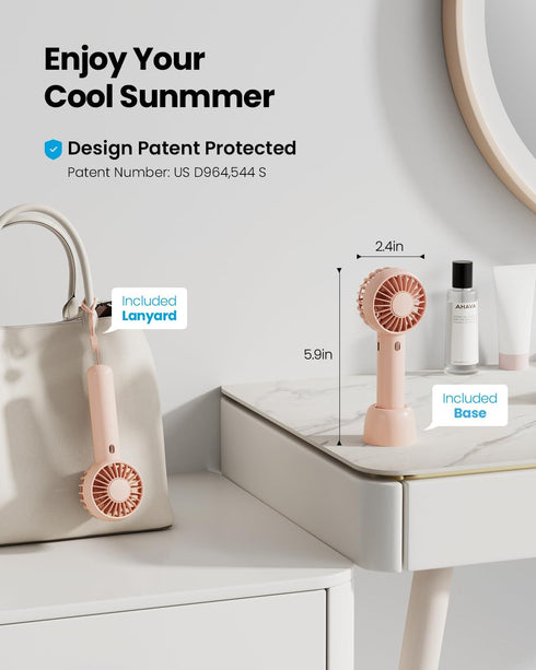 Gaiatop Mini Portable Fan, Powerful Handheld Fan, Cute Design 3 Speed Personal Small Desk Fan with Base, Lightweight Makeup USB Rechargeable Fan f...