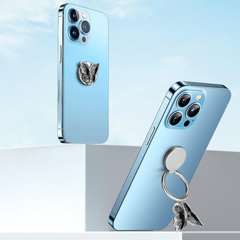 Omorro Phone Ring Holder Finger Kickstand, Bling Metal Cute Butterfly Cell Phone Ring Stand Grip Turns 360° Rotation Adjustable Sparkle Phone Grip...