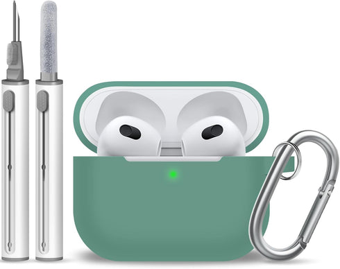 AirPods 3 Case Cover, Silicone Protective Accessories Skin with Keychain and Cleaner Kit Compatible with Apple AirPod 3rd Generation 2021 for Wome...