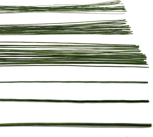 Saktopdeco 21.6 Inch Floral Stems Wire Green Paper Wrapped Wire 18 Gauge 20 Gauge 24 Gauge for Crafts Flower Arrangement...