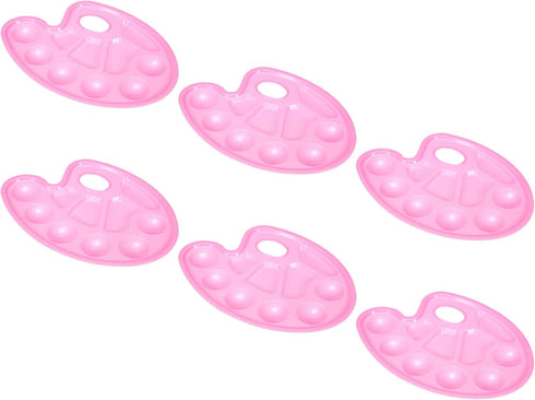PATIKIL 10 Wells Acrylic Paint Palette, 6 Pack Painting Pallet Holder Oval with Thumb Hole Art Supplies for Painting Drawing, Pink...