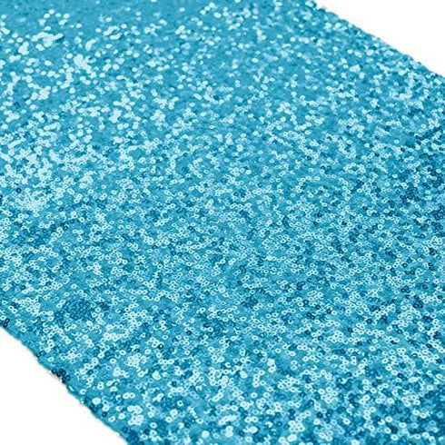 ShinyBeauty Sequin Table Runner Turquoise 12x108-Inch Aqua Party Runner 30Th Birthday Decorations...