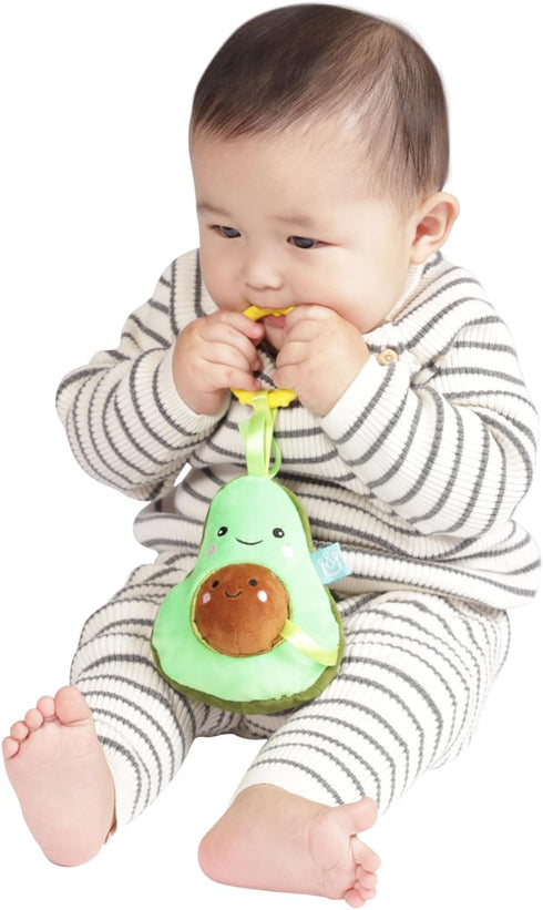 Manhattan Toy Mini-Apple Farm Avacado Baby Travel Toy with Rattle, Chime, Crinkle Fabric & Teether Clip-on Attachment...
