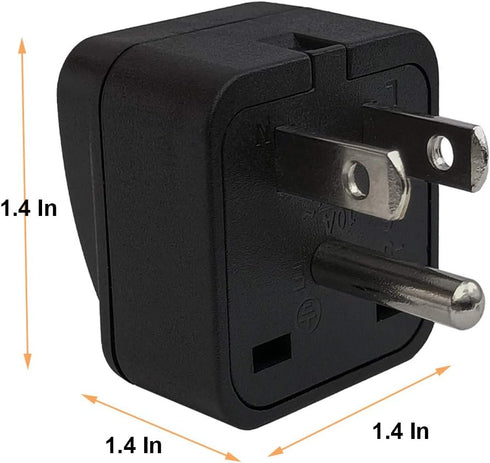 US Travel Plug Adapter EU/UK/AU/in/CN/JP/Asia/Italy/Brazil to USA (Type B), 3 Prong Grounded USA Wall Plug, International Mini Travel Adapter and ...