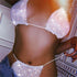 Zoestar Mesh Rhinestone Bikini Set Sparkly Crystal Underwear with Top for Women...