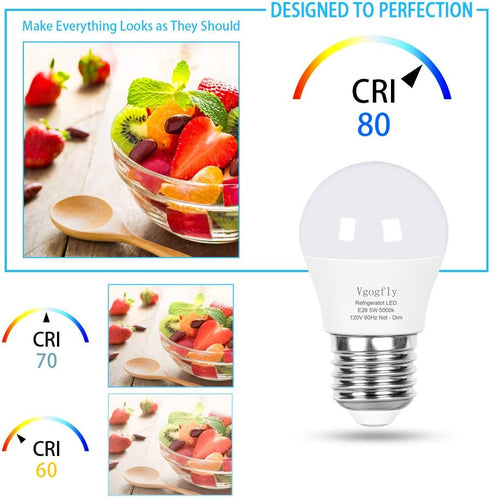 Vgogfly LED Refrigerator Light Bulb 40W Equivalent 120V A15 Fridge Waterproof Bulbs 5W Daylight White 5000K E26 Medium Base Freezer Home Lighting ...