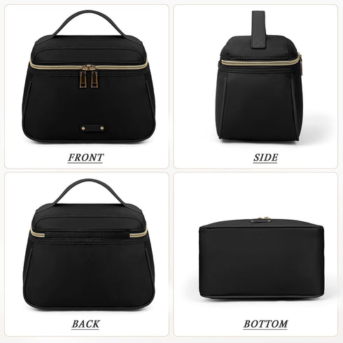 RAINSMORE Travel Makeup Bag Large Make Up Bag Waterproof Cosmetic Bag with Separate Brushes Slot Toiletry Bag for Women Portable Cosmetic Case Pou...