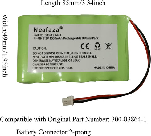 300-03864-1 7.2v 1500mAh Battery Replacement Compatible with Honeywell Alarm Lynx WALYNX-RCHB-SC Honeywell Lynx Touch K5109, L3000, L5000, L5100, ...