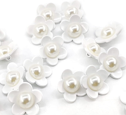 Cute White Flower Shank Sewing Buttons 20 Pcs - 25mm, 1"...