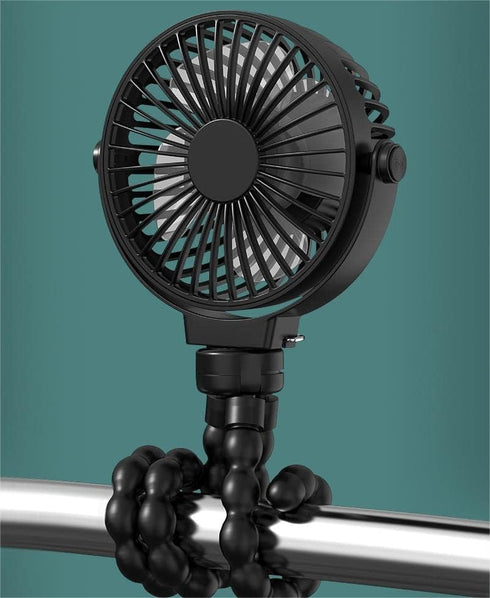 Battery Operated Portable Fan with Octopus Tripod, USB Rechargeable Personal Handheld Fan for Stroller, Car Seat, Outdoors, Camping - Black...