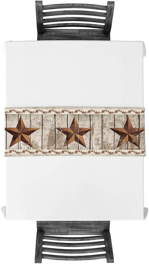 Burlap Table Runner 70 Inches Long,Western Texas Star Rustic Wood Farm Pattern Linen Dinner Table Setting Decor for Wedding Gatherings Party Baby ...