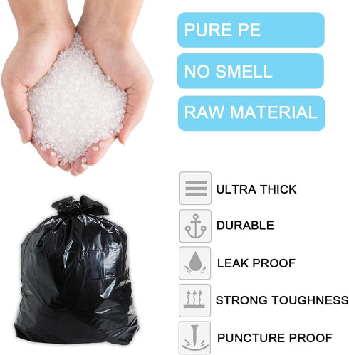 10 Gallon Black Trash Bags, 18 Micron Thick Garbage Bags for Office Kitchen, 90 Count...