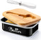 Butter Dish with Lid for Countertop, AISBUGUR Metal Butter Keeper with Stainless Steel Multipurpose Butter Knife, Large Butter Container with Doub...