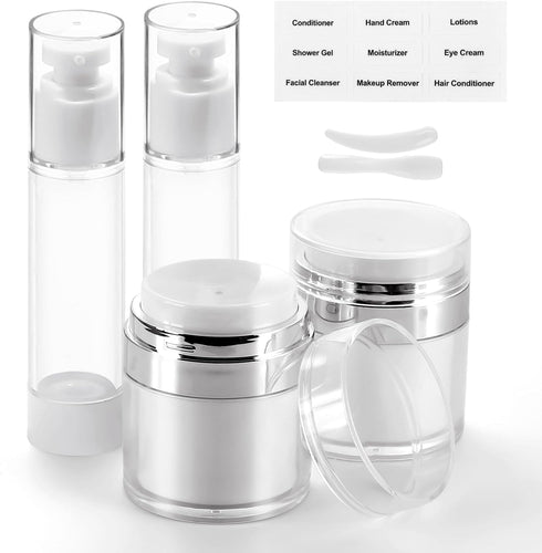 7 Pack Bubimon Airless Pump Jars, 1.7oz/50ml Cosmetic Containers, Leak Proof Refillable jar, Cream Jar, Vacuum Bottle for Cream Lotion, Toiletries...
