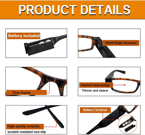 4 Pack Reading Glasses with Lights in Frame, Bright LED Readers Magnifying Glasses for Men Women, Lightweight Reading Glasses +350...