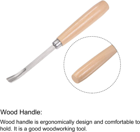uxcell Wood Chisels Carving Knife, 10mm Chrome Plated 45# Carbon Steel Curved Half-round Tip Woodworking Hand Tool Graver 165mm (6.5-Inch) Length...