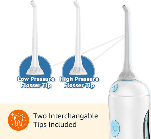 Amazon Basics HydroClean Cordless Water Flosser, 1 Handle, 2 Flosser Tips, 2 AA batteries included...