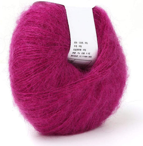 Crochet Yarn, Soft Mohair Wool Knitting Yarn Lightweight Hand Knitwear Yarn DIY Shawl Scarf Crochet Thread Mohair Yarn (Dark Red)......