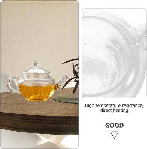 Restaurant Teapot Tea Steeper Handle Teapot Transparent Glass Teapot Tea Kettle Small Glass Teapot Tearoom Teapot Kettle Hotel Coffee Pot Glass Te...