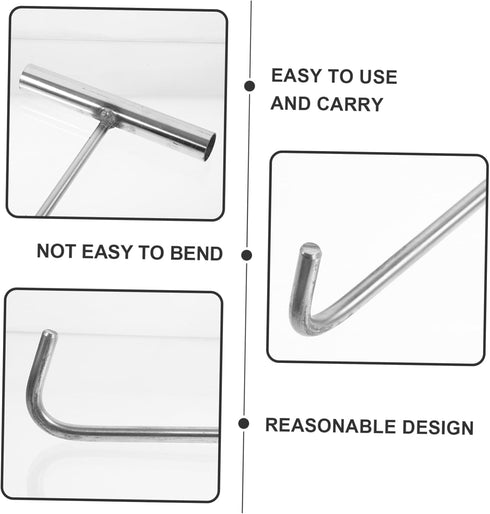 T-Hook Water Meter Key Hand to Mind Manhole Cover Drain Cover Lifting Tool, T Nut Hook Tool Heavy Duty Ceiling Hooks Heavy-Duty Hook Stainless Ste...