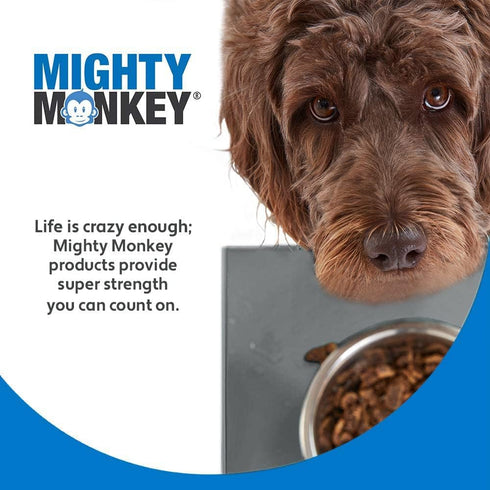 MIGHTY MONKEY 100% Waterproof Dog Food Mat, Raised Edges Silicone Pet Feeding Placemat for Cat, Dogs, Pet Bowls, High Lipped Tray Prevents Water S...