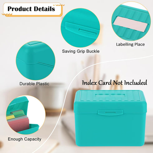 BTSKY 1 Pack 4 x 6 inch Index Card Box - Index Card Holder Notecard Box Recipe Card Box Plastic Storage Organizer for Filling Index Cards, Note Ca...