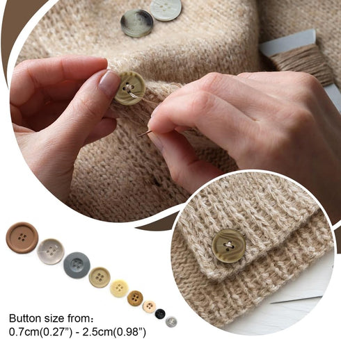 600 Pcs Resin Buttons Assortment Light Brown Buttons Gray Buttons for Crafts Tan Craft Buttons Bulk Assorted Sizes Buttons for Crafting Sewing DIY...