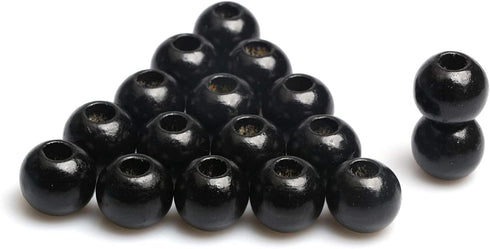 Black Wooden Macrame Beads 20mm with 8mm Large Hole, Wood Spacer Beads, Natural Round Ball Farmhouse Wooden Loose Beads for Bead Crafts Making Hom...