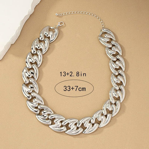 Chunky Gold Necklace for Women Punk Chunky Choker Necklaces Vintage Chunky Silver Necklace Cuban Chain Hip-hop Jewelry for Women Trendy...