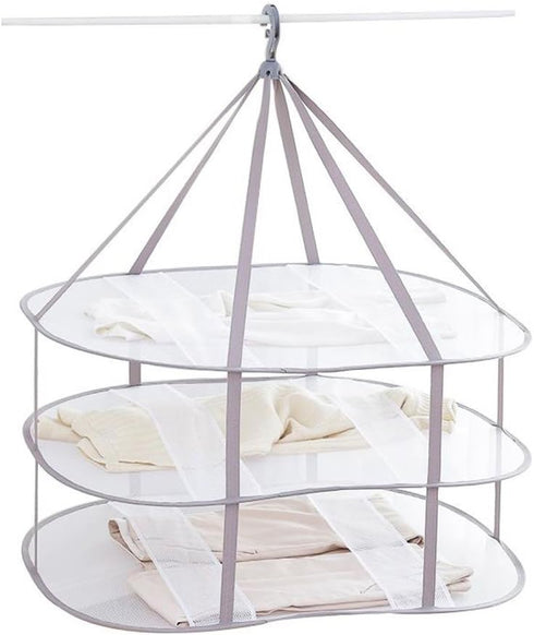 Looca 3-Tier Folded Mesh Clothes Hanging Dryer Sweater Drying Rack 30.3" L * 24.5" W*30.7" H...