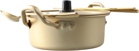 Ramen Pot, Korean Ramen Cooking Pot With Lid Spoon and Chopsticks, Fast Heating For Kitchen Cookware (Double handle)...