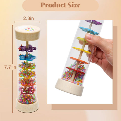 Baby Rain Stick, 7.7’’ Rain Stick Baby Toy for 6-12 Months, Rain Sticks for Kids, Rain Stick Rattle Shaker Baby Toys, Sensory Developmental Toy fo...