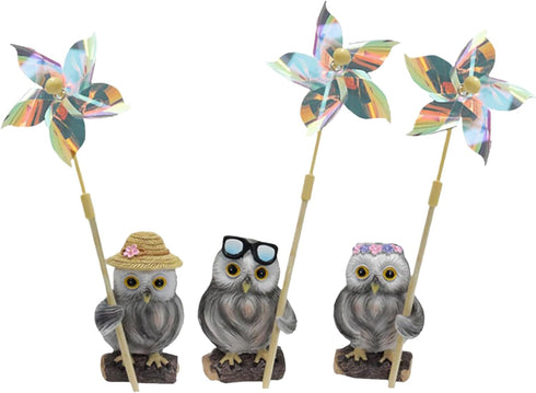 Funny Owl Windmill Garden Statues Decoration Resin Sculpture Decorations Novelty Gift for Desk Indoor Outdoor Yard Patio Lawn Figurines Landscape ...