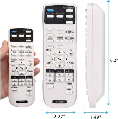 Replacement Projector Remote Control for Epson 1648806 EX3200 EX3240 EX5240 EX5250 EX7240 EX9200 VS240 VS340 VS345 PowerLite 1224 1264 1284 Home C...