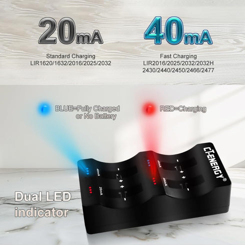 Lithium Coin Button Battery Charger for 2450 2032 2025 2016 1632 1620 Rechargeable Lithium-ion Button Batteries...