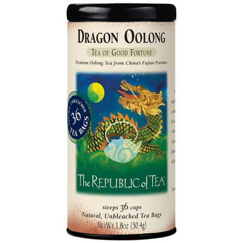 The Republic of Tea - Dragon Oolong Tea Tin, 36 Tea Bags, Naturally Caffeinated...