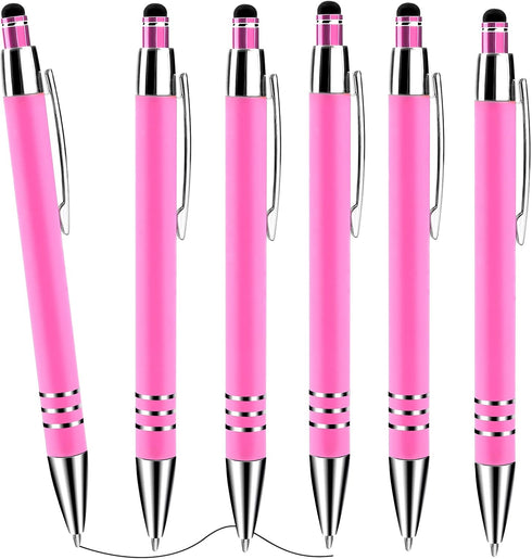 Cobee Stylus Tip Ballpoint Pens, 6 Pieces 1.0mm Retractable Ball Point Pen Medium Point Smooth Writing Pen Black Ink Metal Pen Stylus Nice Pen for...