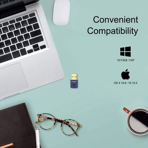 USB Bluetooth WiFi Adapter, Wireless Nano USB Network Adapter for Laptop Desktop PC Wi-Fi Dongle Compatible with Windows 10/7/8/8.1/XP Mac OS X 10...