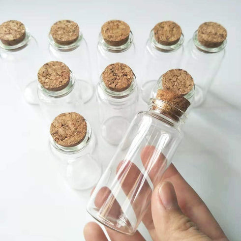 10Pcs 30x80mm(1.18x3.14inches) 40ml Mini Small Clear Wishing Bottle Glass Vial with Cork Stoppers Small Glass Bottles for Wedding favors...