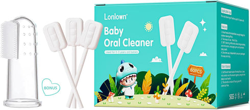 60PCS Baby Tongue Cleaner & 1PCS Finger Toothbrush Infant Mouth Cleaner Newborn Gum Cleaner Disposable Infant Oral Clean Stick Dental Care for 0-3...