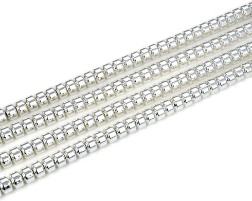 1 Strand Adabele Grade A Natural Hematite Silver Plated Healing Gemstone 6mm x 4mm Round Rondelle Loose Beads Gem Stone Spacer (90-94pcs) for Craf...
