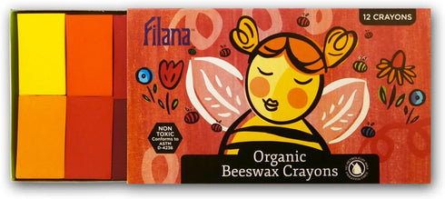 FILANA (12 Block Crayons) Organic Beeswax Block Crayons, Natural, Non Toxic, Handmade in the US, No Paraffin or Petroleum Waxes, Rich Colors, Glid...