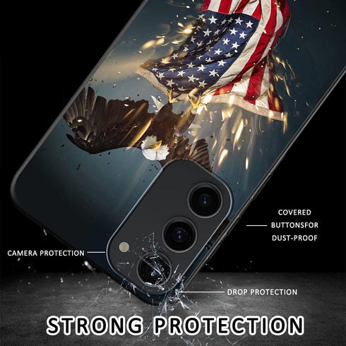 Compatible with Samsung Galaxy S23 Case American Flag Eagle Pattern Phone Case for Boys Girls Aldults, Soft TPU Shockproof Anti-Scratch Case Desig...