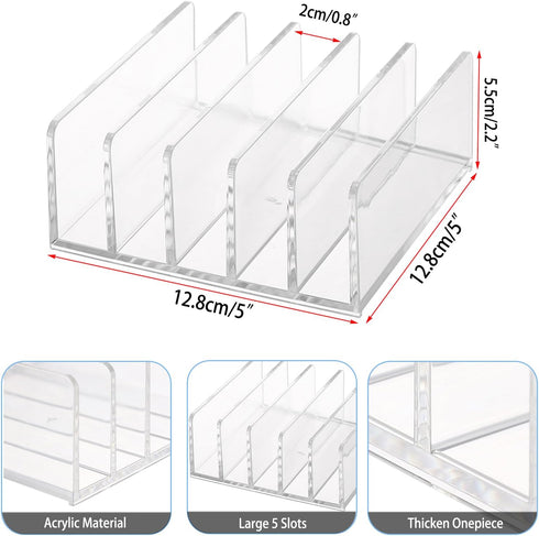 Hipiwe 2-Pack Acrylic File Organizer for Sorting Mail - 5 Slots Letter Sorter Clear Desktop Bill Divider Holder for Paper Envelope Document Book C...