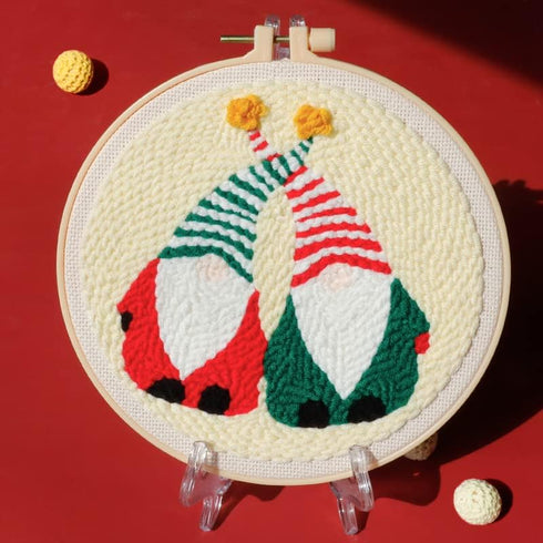 Punch Needle Embroidery kit DIY Christmas Elves Hand in Hand Cross Stitch Hoop Craft Kits Handcraft Embroidery (XMD-PD-73)......