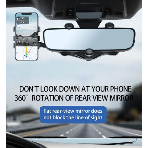Car Mearview Mirror Bracket,360°Rotatable and Retractable Car Phone Holder,for iPhone and All Smartphones...