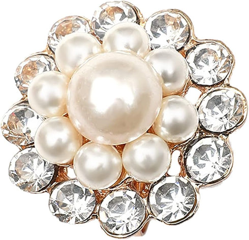 Vintage CZ Flower Pearl Statement Ring for Women Girls Gold Plated Adjustable Expandable Cubic Zirconia Imitation Pearls Open Wrap Promise Engagem...