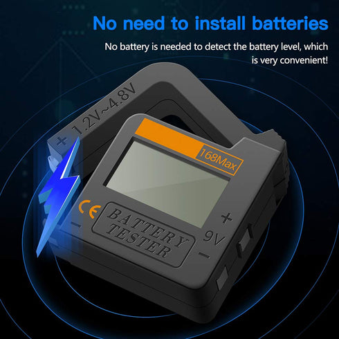 168Max Universal Digital Battery Capacity Tester for Lithium 18650 AA 9V Button...