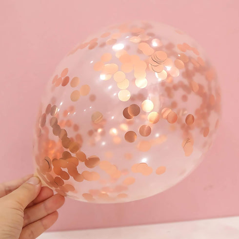 Rose Gold Confetti Balloons, 25 Pcs Thickened 12 Inch Clear Latex Balloon with Confetti Inside for Graduation Decorations Engagement Bridal Shower...